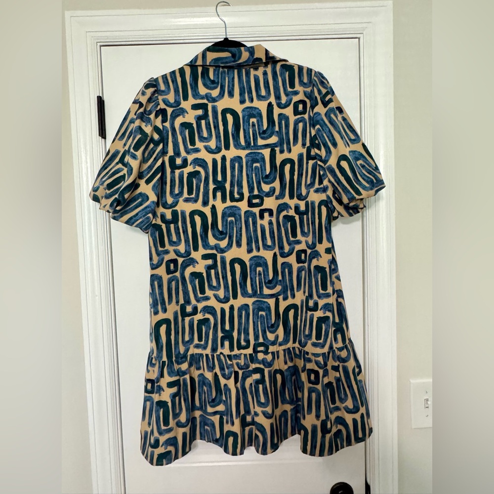 THML Graphic Print Button-Front Dress with Hot Pink Trim - Picture 3 of 3
